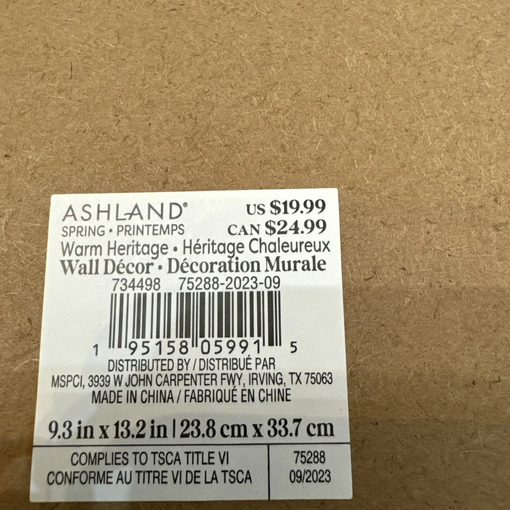 NWT Ashland Birds WARM HERITAGE Wall Decor SPRING PRINTEMPS 9.3 X 13.3